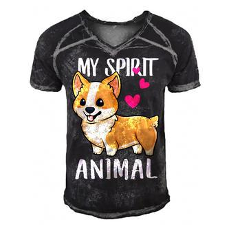 My Spirit Animal Corgi Dog Love-R Dad Mom Boy Girl Funny Men's Short Sleeve V-neck 3D Print Retro Tshirt - Monsterry