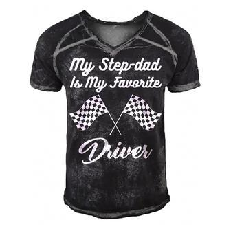 My Step-Dad Is My Favorite Driver  Men's Short Sleeve V-neck 3D Print Retro Tshirt