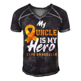 My Uncle Is My Hero Copd Warrior Copd Awareness  Men's Short Sleeve V-neck 3D Print Retro Tshirt