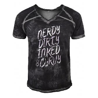 Nerdy Dirty Inked & Curvy Tattoo Woman Girl Nerd Men's Short Sleeve V-neck 3D Print Retro Tshirt | Mazezy