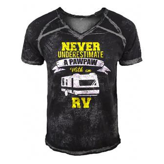 Never Underestimate A Pawpaw Rv Camping Distressed Men's Short Sleeve V-neck 3D Print Retro Tshirt | Mazezy