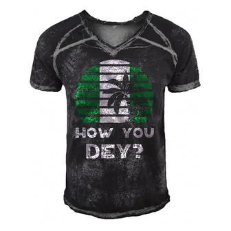 Nigeria Pidgin How You Dey Quote Nigerian Flag Nigeria Men's Short Sleeve V-neck 3D Print Retro Tshirt | Mazezy