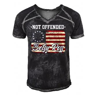 Not Offended Betsy Ross Flag Retro Vintage Patriotic Gift Men's Short Sleeve V-neck 3D Print Retro Tshirt | Mazezy