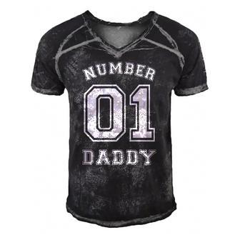 Number 1 Dad Jersey Style For Fathers Day Men's Short Sleeve V-neck 3D Print Retro Tshirt | Mazezy