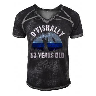 Ofishally 13 Years Old Fisherman 13Th Birthday Fishing Men's Short Sleeve V-neck 3D Print Retro Tshirt | Mazezy