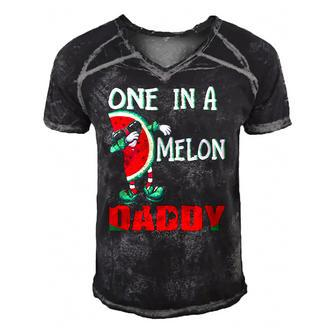 One In A Melon Daddy Dabbing Watermelon Men's Short Sleeve V-neck 3D Print Retro Tshirt | Mazezy