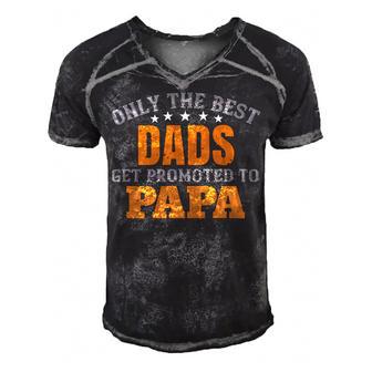 Only The Best Dads Get Promoted To Papa Fathers Day Gift Men's Short Sleeve V-neck 3D Print Retro Tshirt - Monsterry