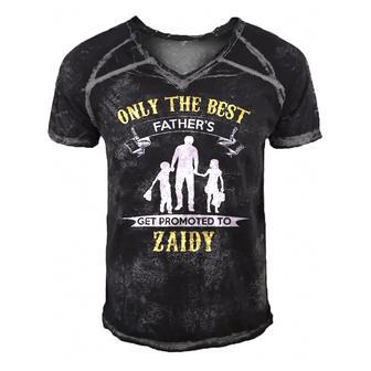 Only The Best Fathers Get Promoted To Zaidy Men's Short Sleeve V-neck 3D Print Retro Tshirt | Mazezy