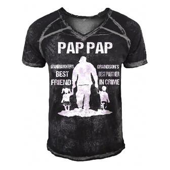 Pap Pap Grandpa Gift Pap Pap Best Friend Best Partner In Crime V2 Men's Short Sleeve V-neck 3D Print Retro Tshirt - Seseable