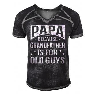 Papa Because Grandfather Fathers Day Dad Men's Short Sleeve V-neck 3D Print Retro Tshirt | Mazezy