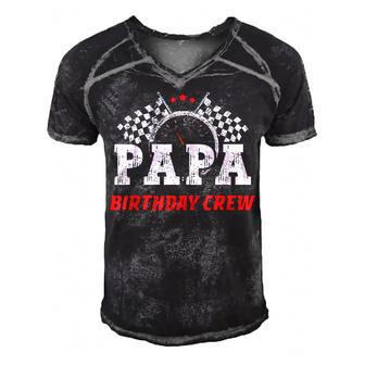 Papa Birthday Crew Race Car Racing Car Driver Dad Daddy Men's Short Sleeve V-neck 3D Print Retro Tshirt - Seseable