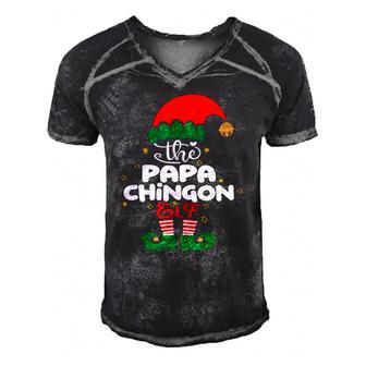 Papa Chingon Elf Matching Family Group Christmas Pajama Men's Short Sleeve V-neck 3D Print Retro Tshirt | Mazezy