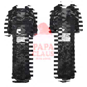 Papa Claus Christmas Dad Santa Family Matching Pajamas Xmas Men's Short Sleeve V-neck 3D Print Retro Tshirt | Mazezy