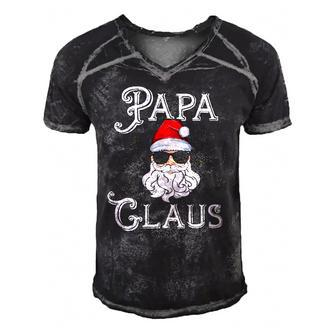 Papa Claus Matching Family Christmas Outfit Xmas Photo Men's Short Sleeve V-neck 3D Print Retro Tshirt | Mazezy