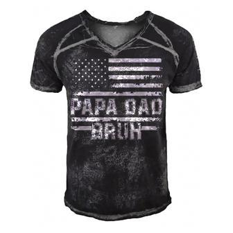 Papa Dad Bruh Fathers Day 4Th Of July Us Vintage Gift 2022 Men's Short Sleeve V-neck 3D Print Retro Tshirt - Seseable