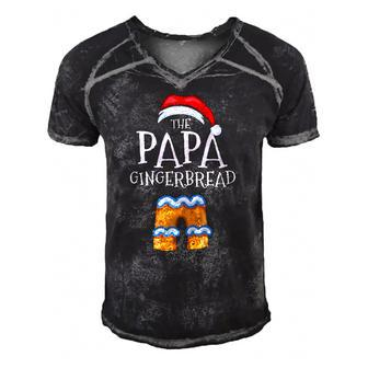 Papa Gingerbread Family Matching Group Christmas Gift Pajama Men's Short Sleeve V-neck 3D Print Retro Tshirt | Mazezy