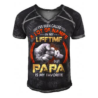 Papa Grandpa Gift A Lot Of Name But Papa Is My Favorite Men's Short Sleeve V-neck 3D Print Retro Tshirt - Seseable