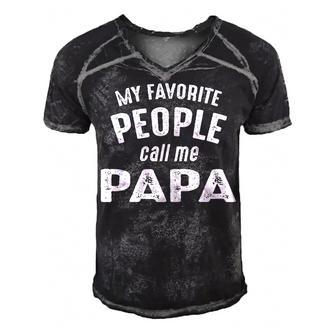 Papa Grandpa Gift My Favorite People Call Me Papa Men's Short Sleeve V-neck 3D Print Retro Tshirt - Seseable