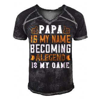 Papa Is My Name Becoming Alegend Is My Game Papa T-Shirt Fathers Day Gift Men's Short Sleeve V-neck 3D Print Retro Tshirt - Monsterry UK
