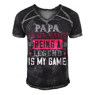 Papa Is My Name Being A Legeng Is My Game Papa T-Shirt Fathers Day Gift Men's Short Sleeve V-neck 3D Print Retro Tshirt - Monsterry UK