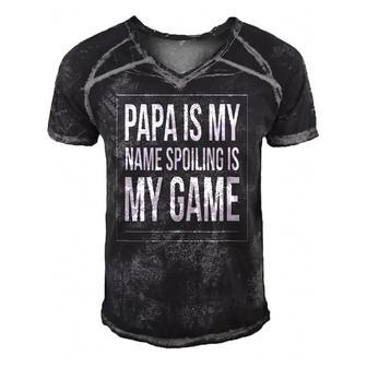 Papa Is My Name Spoiling Is My Game Funny Grandpa Men's Short Sleeve V-neck 3D Print Retro Tshirt | Mazezy