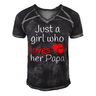 Papa Just A Girl Who Loves Her Papa Fathers Day Tee Men's Short Sleeve V-neck 3D Print Retro Tshirt | Mazezy