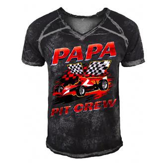 Papa Pit Crew Race Car Birthday Party Racing Family Men's Short Sleeve V-neck 3D Print Retro Tshirt - Seseable
