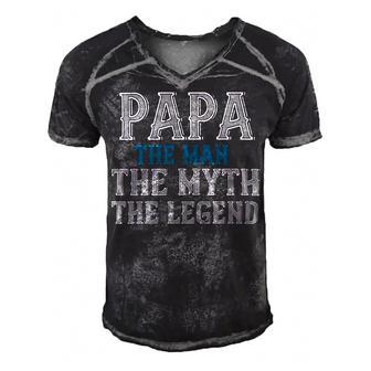 Papa The Man The Myth The Legend Fathers Day Gift Men's Short Sleeve V-neck 3D Print Retro Tshirt - Monsterry AU