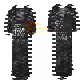 Papa The Man The Myth The Mensch Cute And Funny For Papa Men's Short Sleeve V-neck 3D Print Retro Tshirt | Mazezy