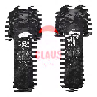 Papi Claus Christmas Santa Hat Family Matching Pajama Men's Short Sleeve V-neck 3D Print Retro Tshirt | Mazezy