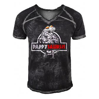 Pappysaurus Fathers Day Giftsrex Daddy Saurus Men's Short Sleeve V-neck 3D Print Retro Tshirt | Mazezy