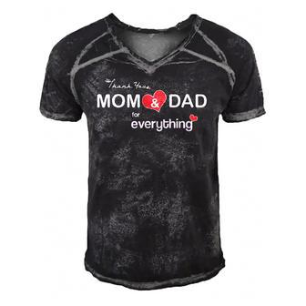 Parents Day - Thank You Mom And Dad For Everything Men's Short Sleeve V-neck 3D Print Retro Tshirt | Mazezy