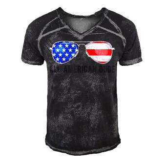 Patriotic 4Th Of July All American Dude Usa Vintage Flag Men's Short Sleeve V-neck 3D Print Retro Tshirt - Seseable