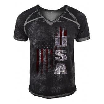 Patriotic Usa American Flag V2 Men's Short Sleeve V-neck 3D Print Retro Tshirt | Mazezy