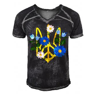 Peace In The Crest Of Ukraine Peace And Solidarity For Ukraine Men's Short Sleeve V-neck 3D Print Retro Tshirt | Favorety CA