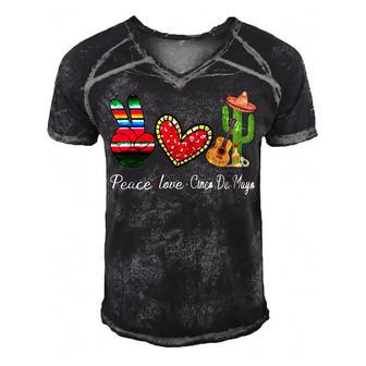 Peace Love Cinco De Mayo Funny Men's Short Sleeve V-neck 3D Print Retro Tshirt - Monsterry