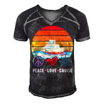 Peace Love Cruising Family Cruise Vacation Matching Gift V2 Men's Short Sleeve V-neck 3D Print Retro Tshirt | Favorety AU