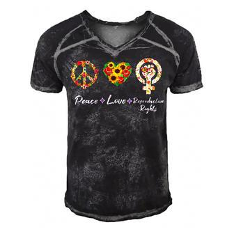 Peace Love Reproductive Rights Feminist Feminism Pro Choice Men's Short Sleeve V-neck 3D Print Retro Tshirt - Monsterry