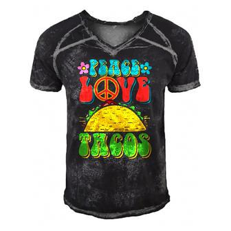 Peace Love Tacos Groovy Gift For Retro Hippie Men's Short Sleeve V-neck 3D Print Retro Tshirt | Mazezy