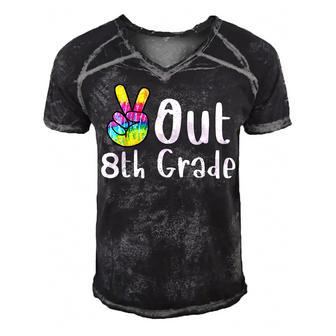 Peace Out 8Th Grade Tie Dye Graduation Class Of 2022 Virtual V2 Men's Short Sleeve V-neck 3D Print Retro Tshirt | Mazezy