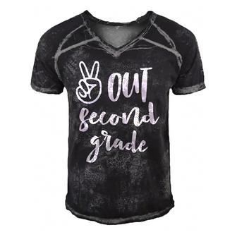 Peace Out Second Grade - Last Day Of School 2Nd Grad Men's Short Sleeve V-neck 3D Print Retro Tshirt | Mazezy