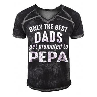Pepa Grandpa Gift Only The Best Dads Get Promoted To Pepa Men's Short Sleeve V-neck 3D Print Retro Tshirt - Seseable