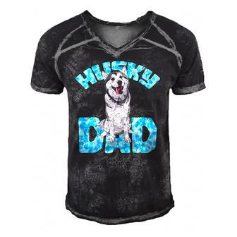 Pet Daddy Dog Lover Father Husky Dad Husky Men's Short Sleeve V-neck 3D Print Retro Tshirt | Mazezy