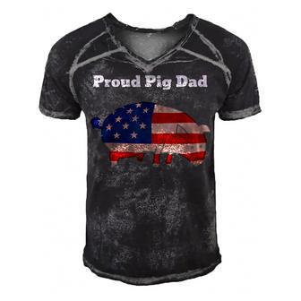 Pig 4Th Of July Cute Pig Lovers T |Proud Pig Dad Men's Short Sleeve V-neck 3D Print Retro Tshirt - Seseable