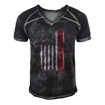 Pitbull American Flag 4Th Of July Patriotic Pitbull Dog Men's Short Sleeve V-neck 3D Print Retro Tshirt | Mazezy