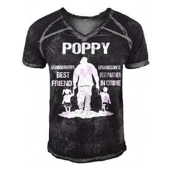 Poppy Grandpa Gift Poppy Best Friend Best Partner In Crime Men's Short Sleeve V-neck 3D Print Retro Tshirt - Seseable