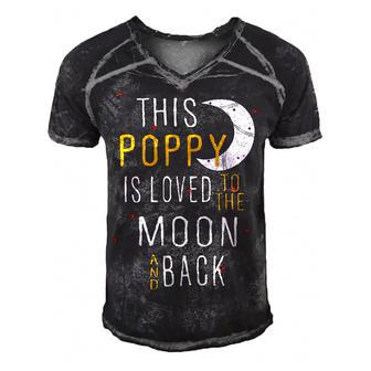 Poppy Grandpa Gift This Poppy Is Loved To The Moon And Love Men's Short Sleeve V-neck 3D Print Retro Tshirt - Seseable