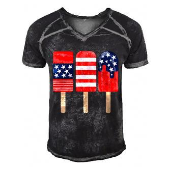 Popsicle Red White Blue American Flag 4Th Of July Independence Day Men's Short Sleeve V-neck 3D Print Retro Tshirt - Monsterry CA