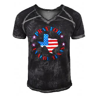 Pray For Uvalde Texas Gun Control Us Flag Texas Map Men's Short Sleeve V-neck 3D Print Retro Tshirt | Mazezy