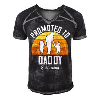 Promoted To Daddy Est 2020 Men's Short Sleeve V-neck 3D Print Retro Tshirt - Monsterry CA